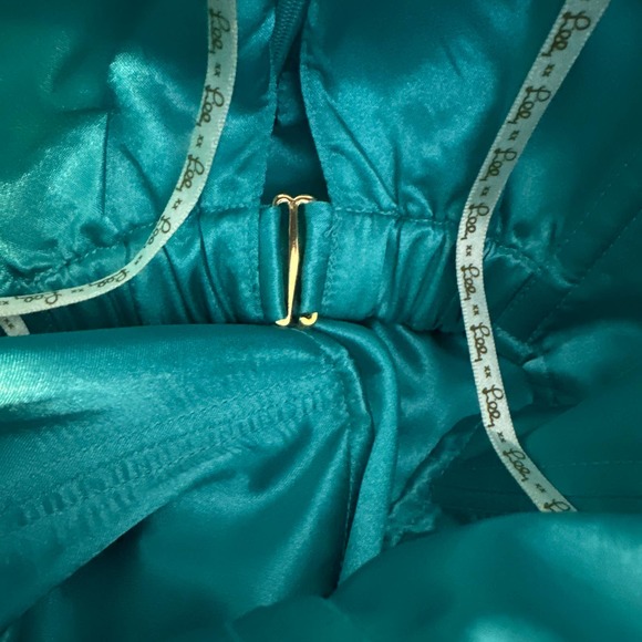 Lilly Pulitzer Jillie Strapless‎ Dress in Teal with Cream/Gold Applique Size 4 - Picture 6 of 10